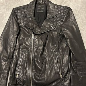 Allsaints black leather jacket - size small
